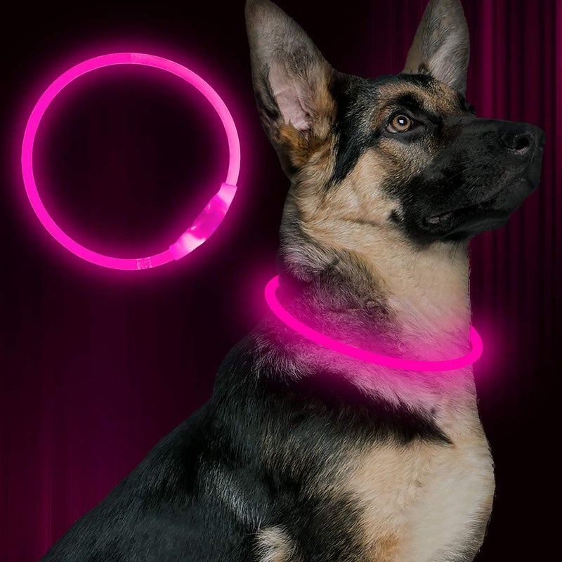 BSEEN Led Dog Collar, BSEEN USB Rechargeable Flash Dog Necklace Light, Pet Safety Collar Makes Your Beloved Dogs Be Seen at Night for Small Medium Large Dogs(Pink) - Image 1